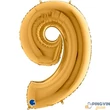 Mega Shape arany "9"-es szám fólia lufi 102cm