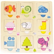 Állatok fa keretes 9 darabos puzzle