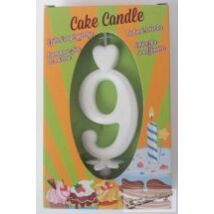 Cake Candle - Fehér számgyertya 9-es