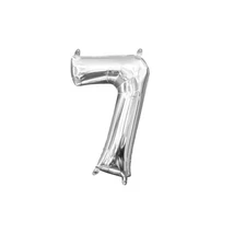 JuniorShape - Ezüst 7-es szám fólia lufi 66cm