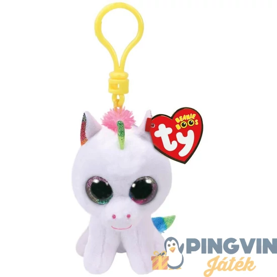 Plüss figura Beanie Boos - 8,5 cm-es kulcstartó, Pixy fehér unikornis TY35040