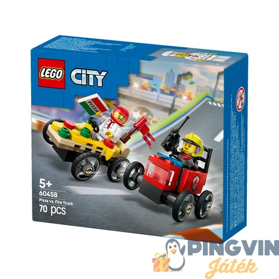 LEGO® City Great Vehicles 60458 Pizzásautó vs. tűzoltóautó, versenyautós csomag