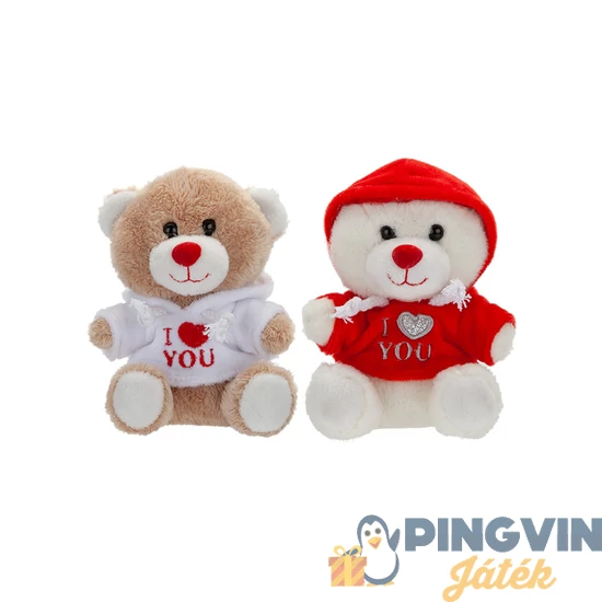 Plüss maci, 11 cm, I love you pulcsiban, 2 féle 4