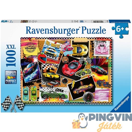 Ravensburger - Puzzle 100 db - Autós bélyegek 12899