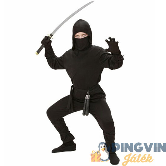 Widmann - Fekete ninja jelmez 158cm