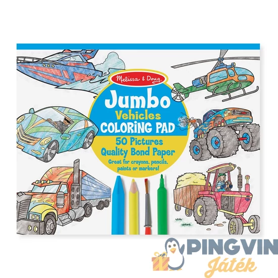 Melissa&Doug - Kreatív Játék, Jumbo Színező, Járművek (4205MD)