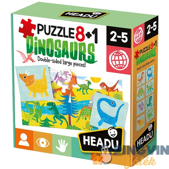 8+1 kétoldalas puzzle - Dinoszauruszok