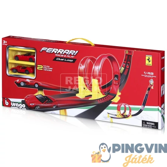 Bburago  - Ferrari Dual Loop autópálya +2 db kisautó 1:24
