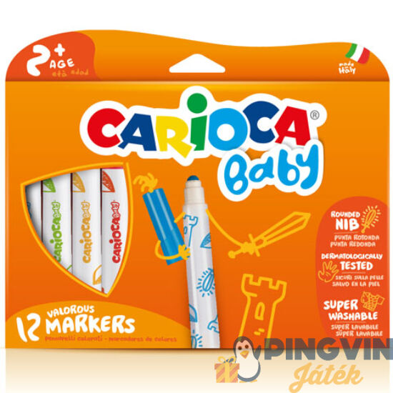 Carioca - Színes bébi filctoll 12db-os szett kimosható (42814)