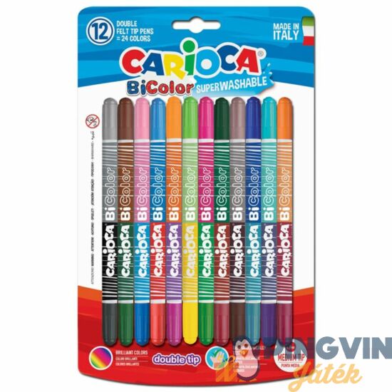 Carioca - Kétvégű,kétszínű filctoll készlet 12db-os (42265)