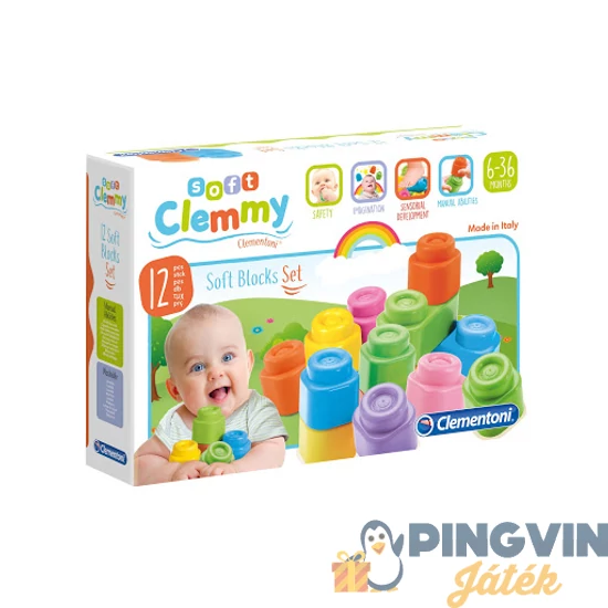 Clementoni - Clemmy puha építőkocka 12db-os