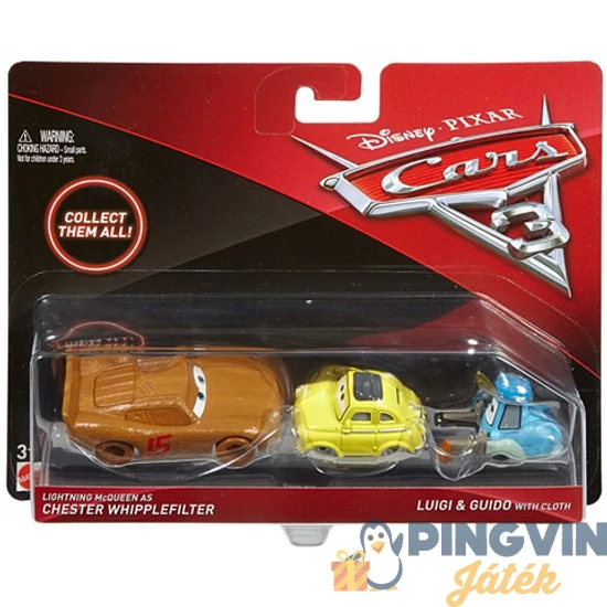 Verdák 3: Villam McQueen, Luigi és Guido karakter kisautó szett 1/55 - Mattel