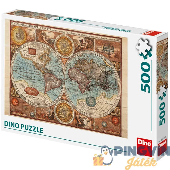 Dino Toys - Puzzle 500 db - Világtérkép 1626-ból