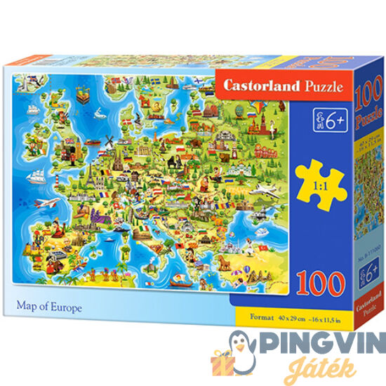 Castorland - Európa térképe 100db-os puzzle (B-111060)