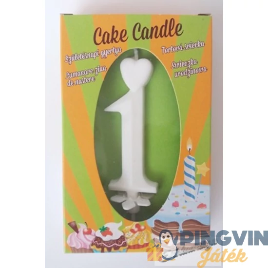 Cake candle - Fehér számgyertya '1'-es