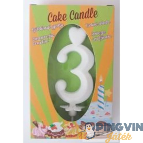 Cake candle - Fehér számgyertya 3-as