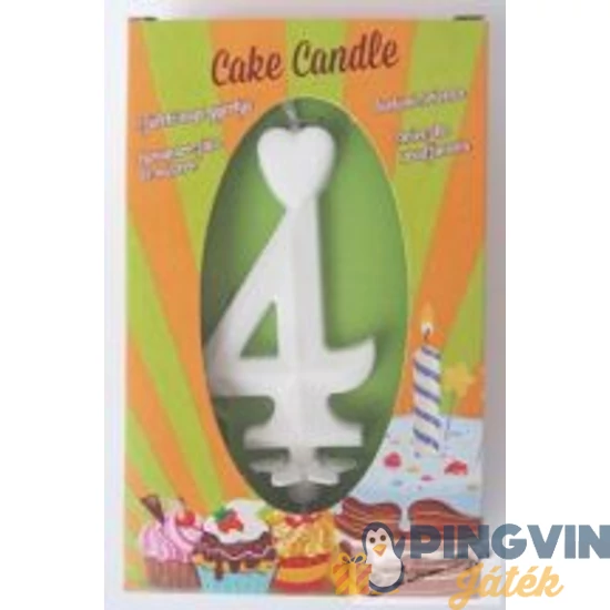 Cake candle - Fehér számgyertya 4-es