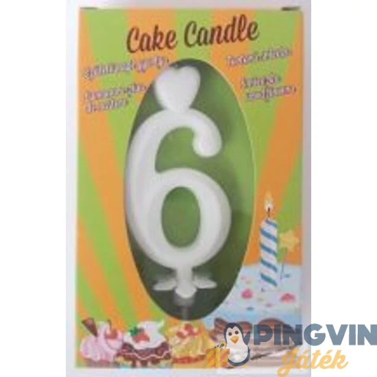 Cake Candle - Fehér számgyertya 6-os