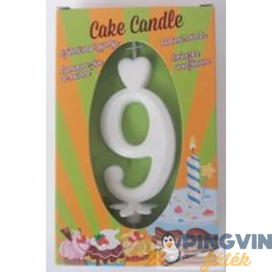 Cake Candle - Fehér számgyertya 9-es