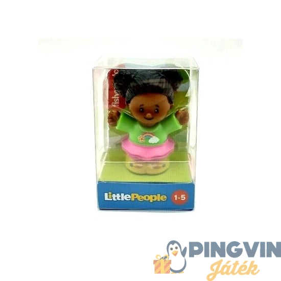 Fisher Price - Little people figurák - Barna hajú zöld pólós kislány HBJ31 - Mattel