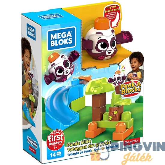 Fisher Price - Mega Bloks kukucskockák, Peek A Blocks - Pandák GKX68 - Mattel