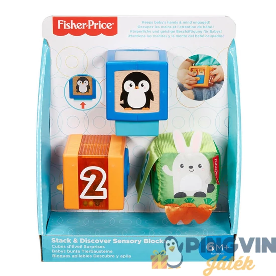Fisher Price - Változatos anyagú állatos kockák GJW13 - Mattel