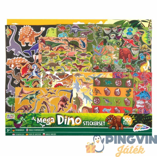 Grafix - Mega matricázó készlet,Dinoszauruszok 500db matrica CA100081