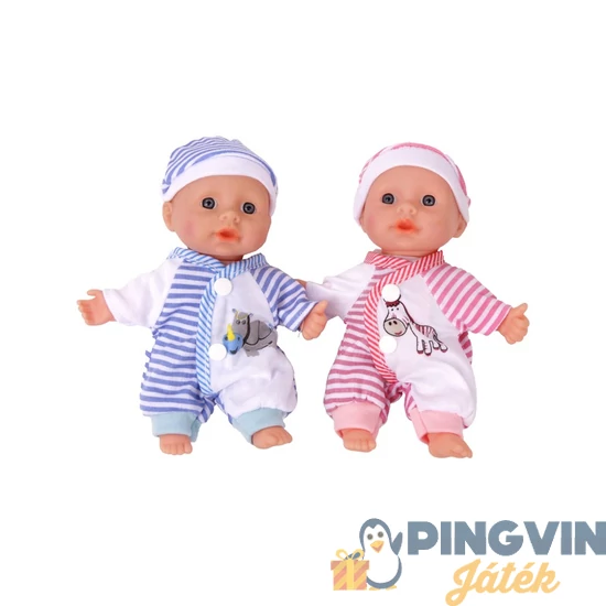 Játékbaba csíkos pizsamában - 20 cm, többféle