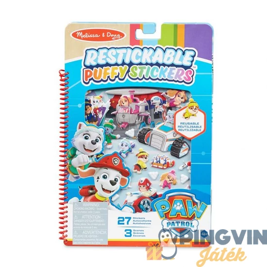 Melissa&Doug - Kreatív játék, Pufi matrica füzet, Mancs őrjárat, Jake hegye 33257