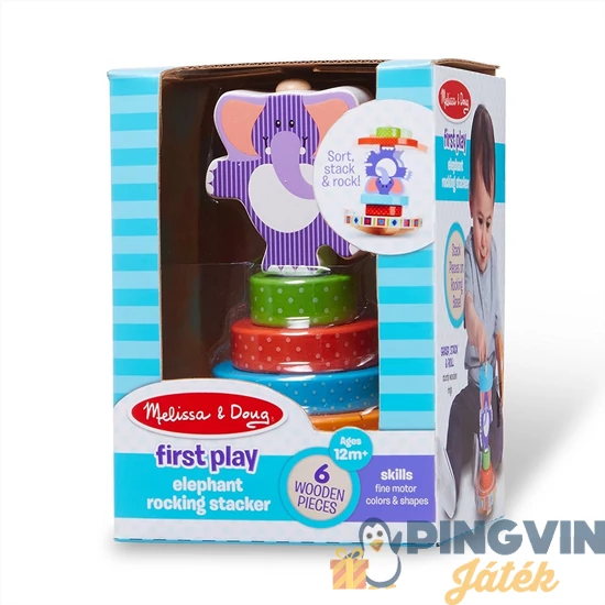 Melissa&Doug - Fa Készségfejlesztő Bébijáték, Egyensúlyozó Elefánt (30127)