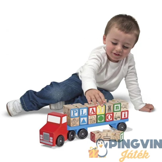 Melissa&Doug - Fa Készségfejlesztő Játék, Betűszállító Teherautó (5175)