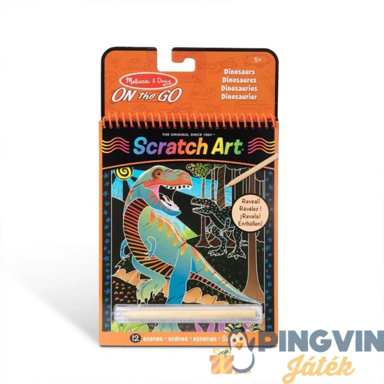 Melissa&Doug - Kreatív Játék, Képkarc Füzet, Dínó (40514)