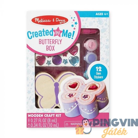Melissa&Doug - Kreatív Játék, Fa Doboz Díszítés, Pillangó (8853)