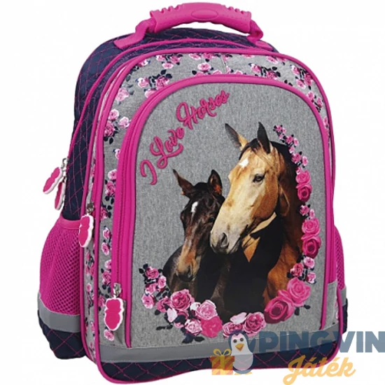 Lovas ergonomikus iskolatáska hátizsák rózsákkal 39*29*17 cm