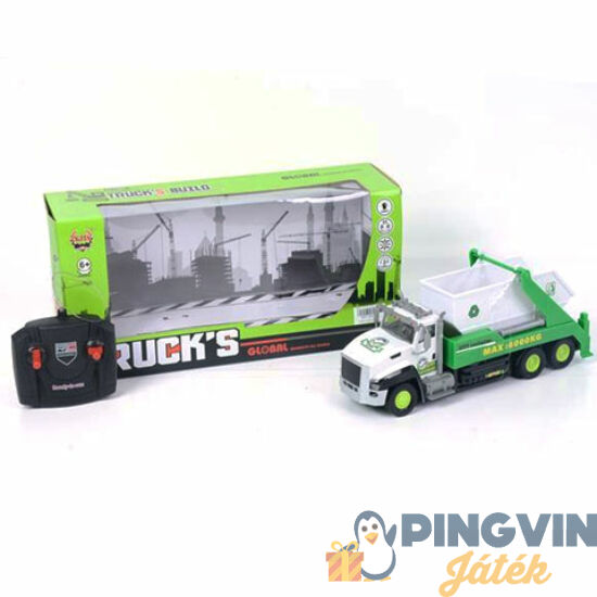 Magic Toys - RC távirányítós konténer szállító autó zöld színben fénnyel (MKK198771)
