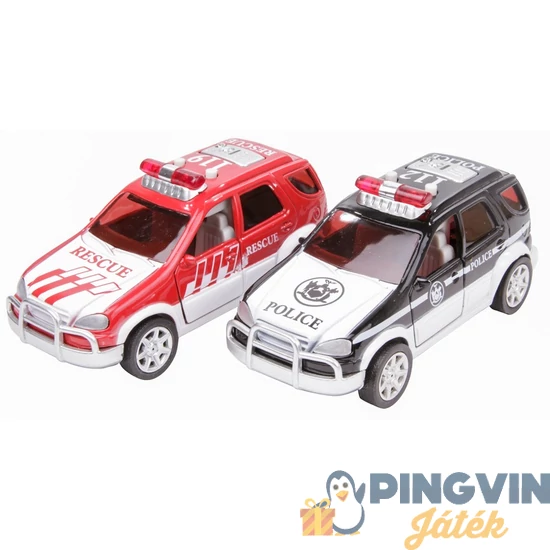 Rendőr terepjáró fénnyel hanggal - 13 cm, többféle