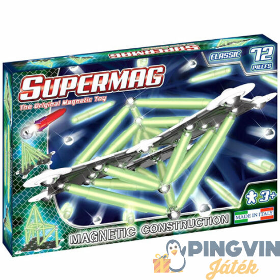 Supermag - Classic Glow 72 db-os mágneses építőjáték (0409)