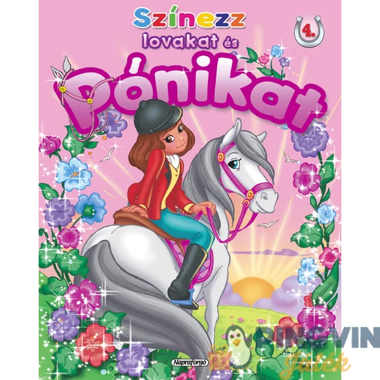 Színezz lovakat és pónikat - 4  (Virágkoszoru)