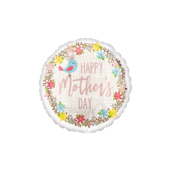 Happy Mother's Day feliratú madárkás fólia lufi 45 cm-es