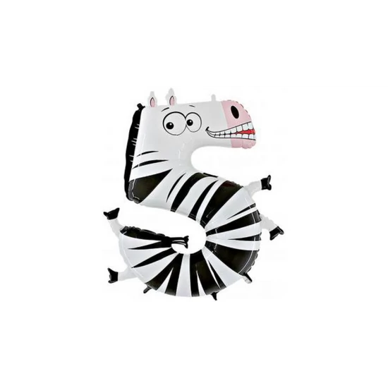 MegaShape - Számos zebra 5-ös fólia lufi, 101 cm