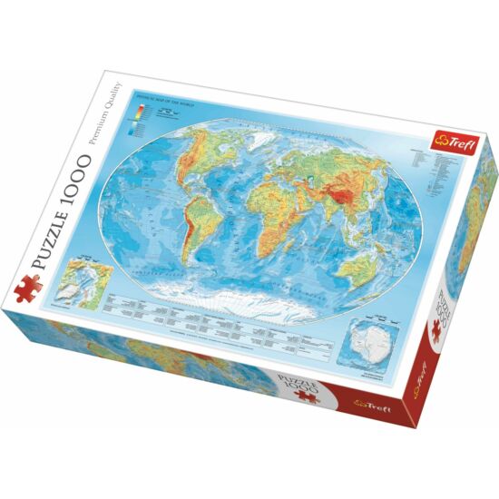 Trefl - Puzzle 1000db-os Physical map of the world (10463T)