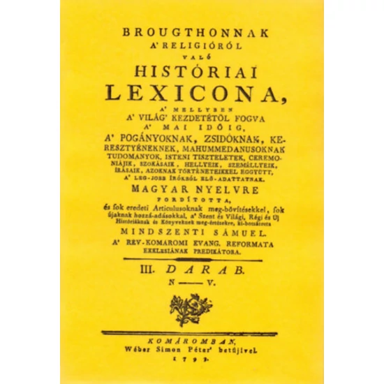 Brougthonnak a religióról való históriai lexicona III. - (N-V.)