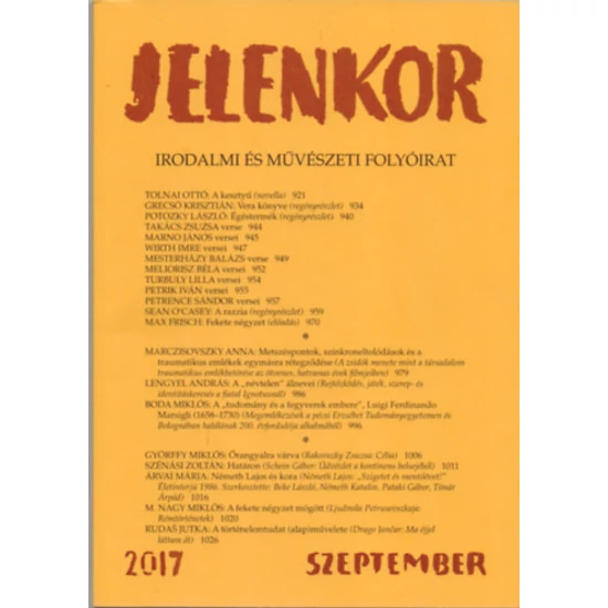 Jelenkor - Irodalmi és művészeti folyóirat - 2017. szeptember