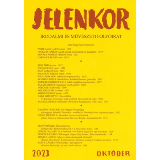Jelenkor - Irodalmi és művészeti folyóirat - 2023. október
