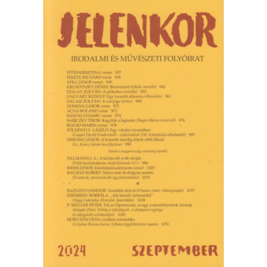 Jelenkor - Irodalmi és művészeti folyóirat - 2024. szeptember